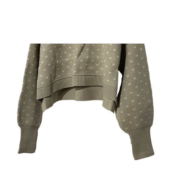 FREE PEOPLE WMNS MEDIUM PATTERN EASY STREET CROP PULLOVER SWEATER OATMEAL IVORY - Picture 8 of 14